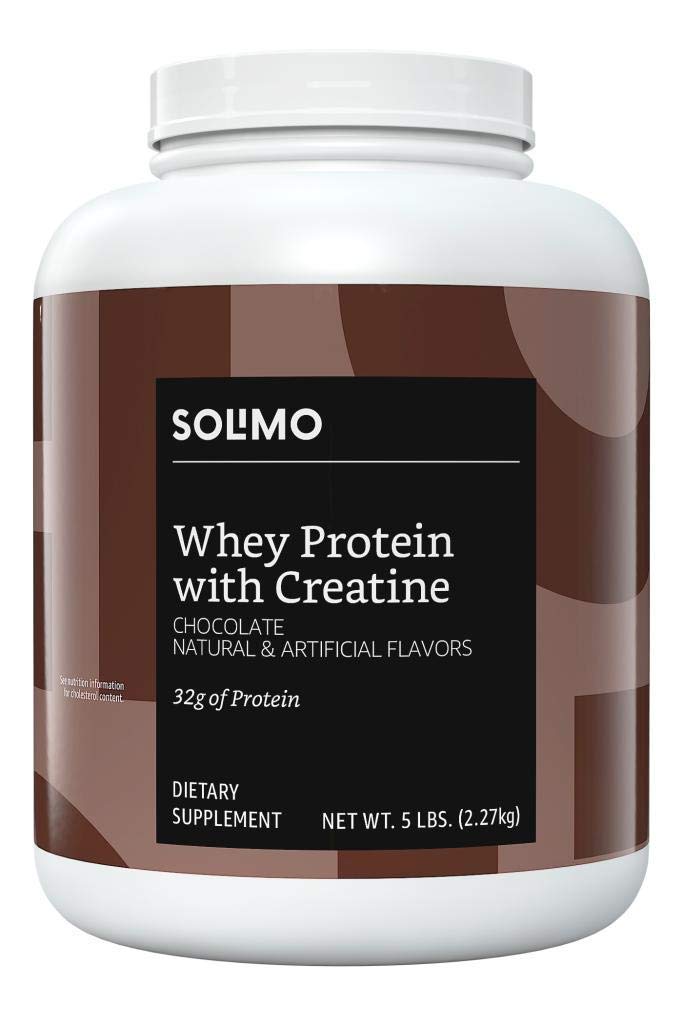Solimo Whey Protein Powder with BCAA Creatine Chocolate/vanilla 5 Pound $24.48 amazon s&s
