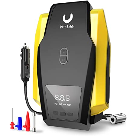 VacLife Air Compressor Tire Inflator, DC 12V Portable Air Compressor for Car Tires, Auto Tire Pump with LED Light, Digital Air Pump for Car Tires, Bicycles and Inflatables $13.99