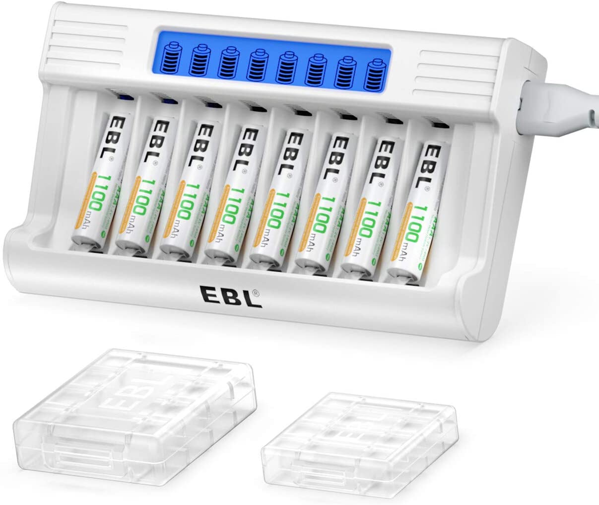 EBL 1100mAh Rechargeable AAA Batteries 8 Pack and 8 Slots LCD AA AAA Battery Charger $12.99 at Amazon