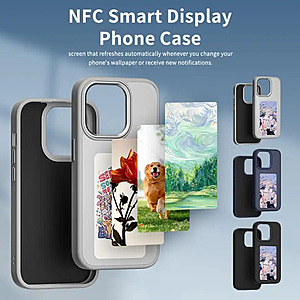 Chic Crate - E-Ink iPhone 16 Pro Max Case, NFC Ink Screen Slim Eco-Friendly Smart Cover with Custom Display - Black $24.99 at Best Buy