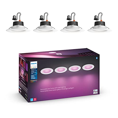 Philips Hue 5-6" White and Color ambiance retrofit recessed downlights (extra bright 1100 lumens new version) 4-pack $187