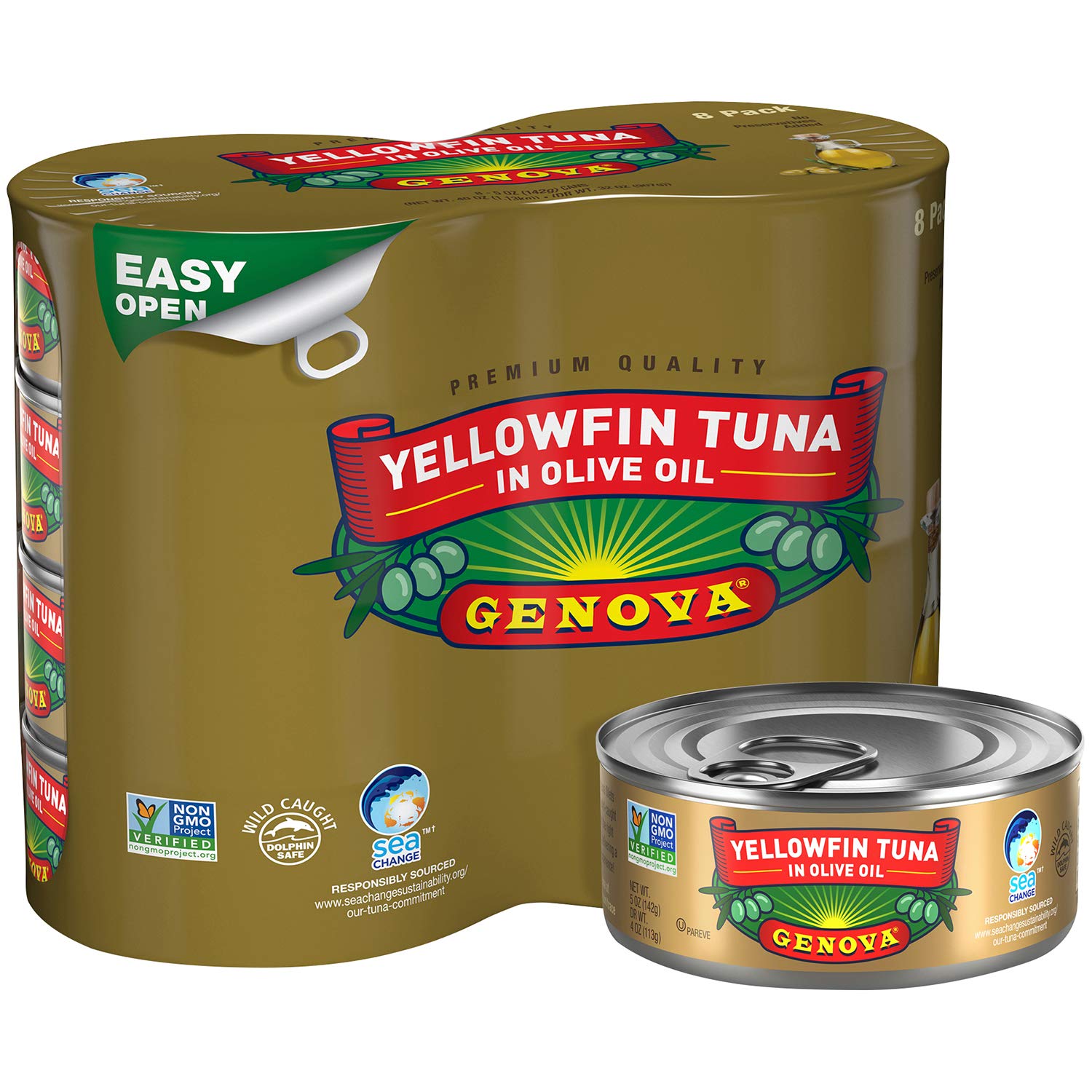 Genova Yellowfin Tuna in Olive Oil, 5 ounce can (Pack of 8) $11.04 Amazon S&S