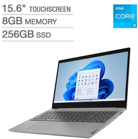Lenovo IdeaPad 3 15.6" Touchscreen Laptop - 11th Gen Intel Core i3-1115G4 - Windows 11 S Mode $285