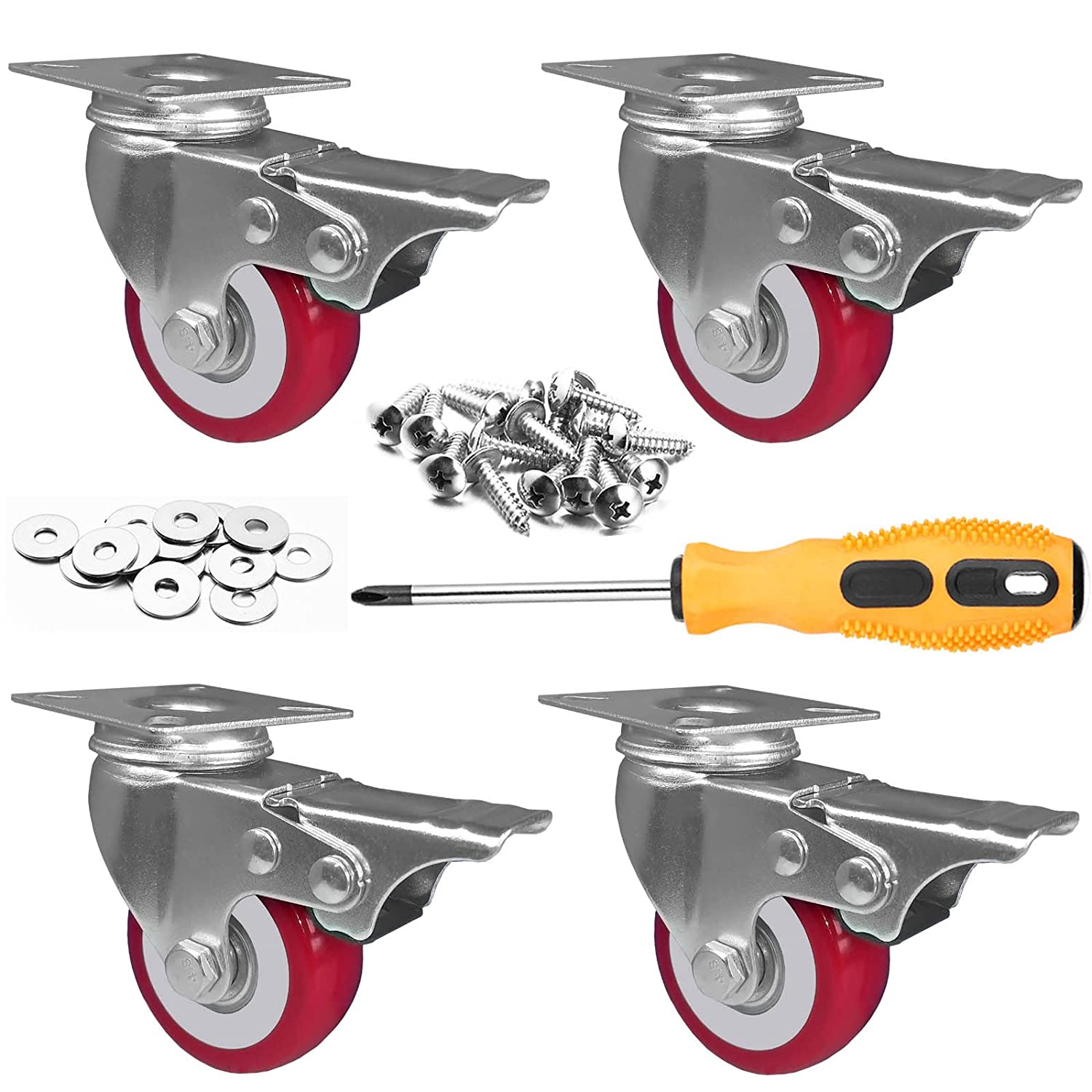 4Pack 2" Abslimus Plate Mount Casters (600lb Load Capacity