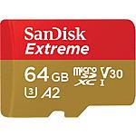 SanDisk Products: 64GB SanDisk Extreme MicroSD UHS-I Memory Card w/ Adapter $24.50 &amp; More