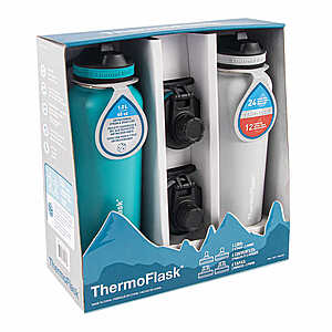 Thermoflask Insulated 40 oz. Stainless Steel Water Bottle with Spout Lid,  2-pack