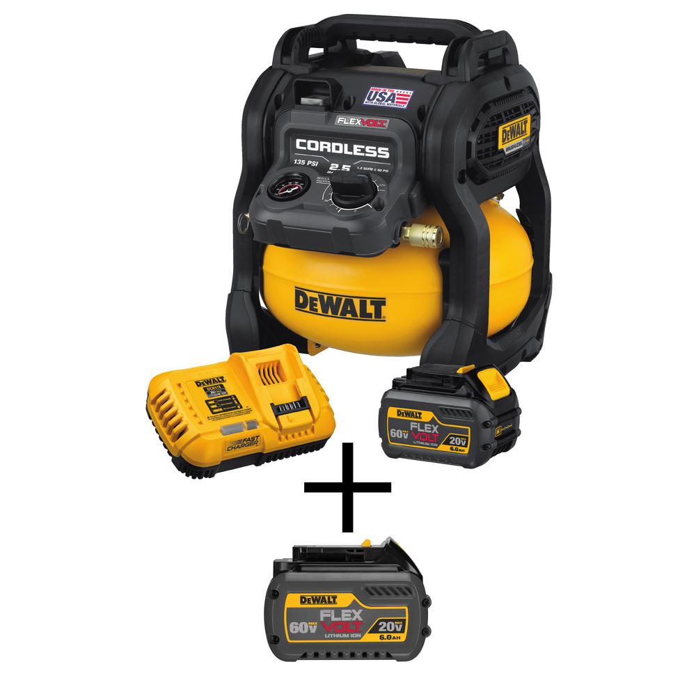 DeWalt Flexvolt 60V MAX 2.5gal Cordless Air Compressor Kit w/ 2 Flexvolt  Batteries &