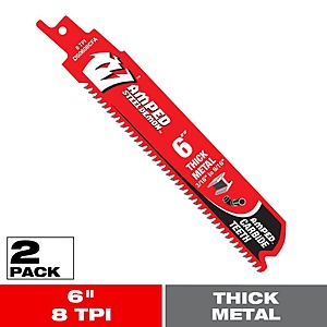 6 in. 8 TPI Steel Demon AMPED Carbide Reciprocating Saw Blade for Thick Metal Cutting (2-Pack) $11.47