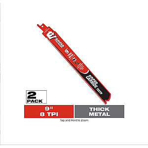 9 in. 8 TPI Steel Demon AMPED Carbide Reciprocating Saw Blade for Thick Metal Cutting (2-Pack) $19.88