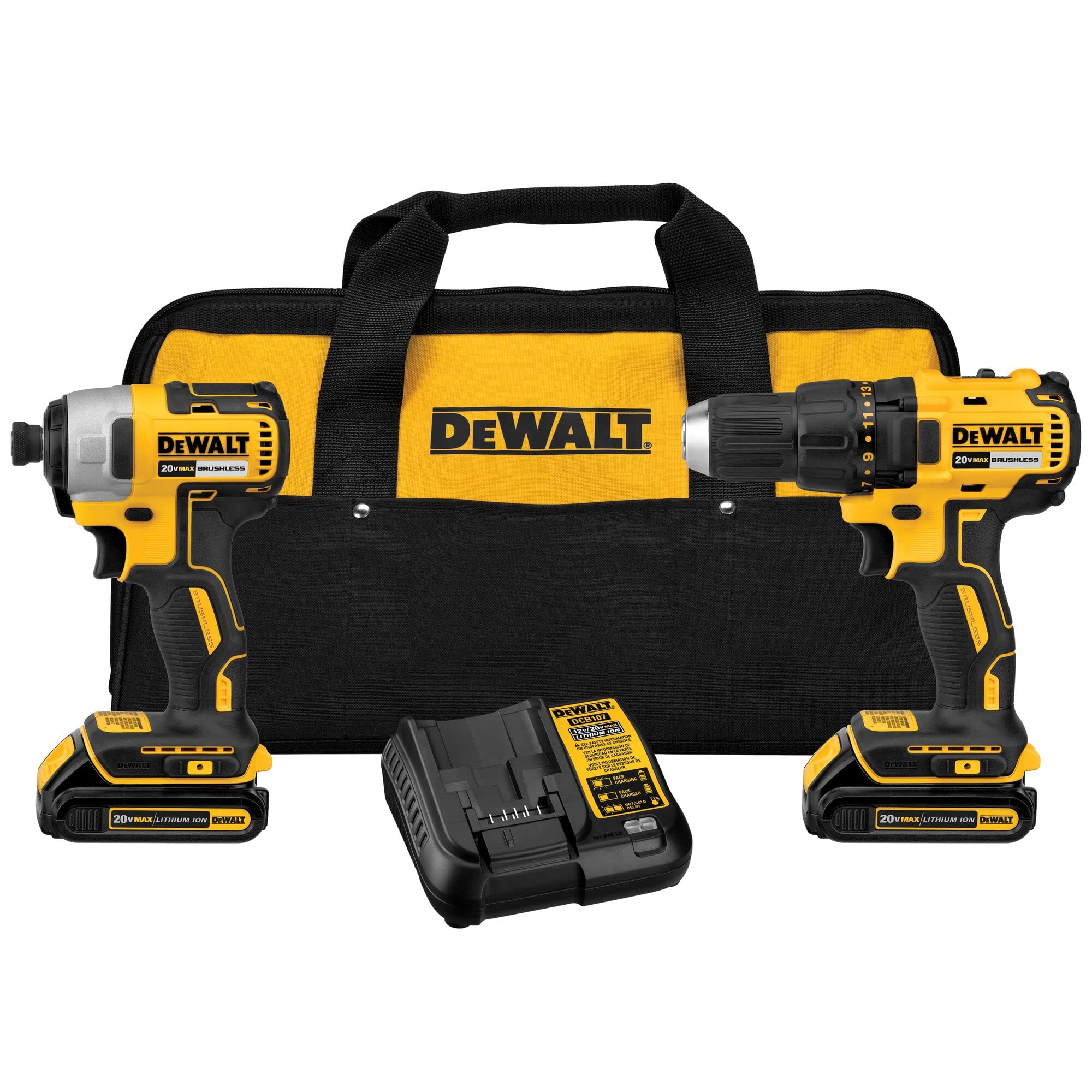 DEWALT 20V MAX Cordless Drill and Impact Driver, Power Tool Combo Kit with 2 Batteries and Charger (DCK240C2) $139