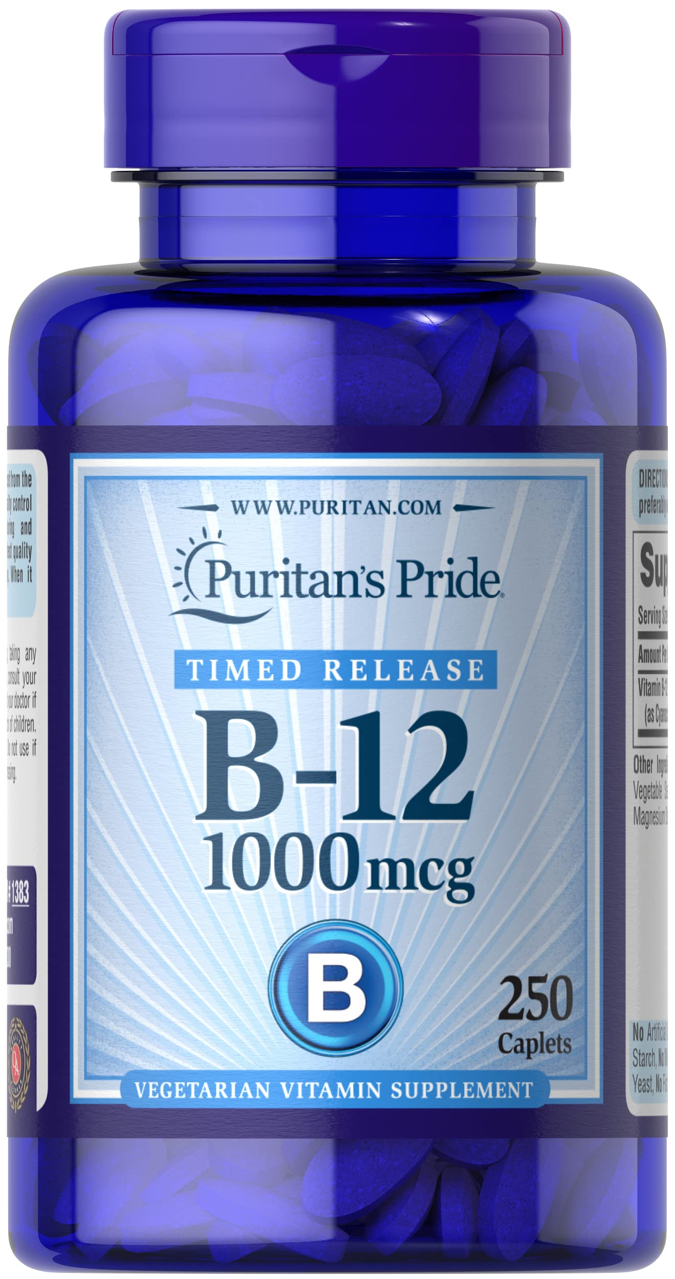 Puritan's Pride Vitamin B-12 1000 Mcg Timed Release Caplets, 250 Count $6.23 w/ Subscribe & Save