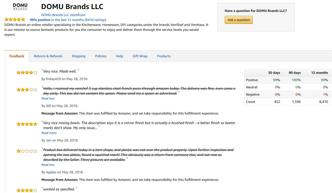 Amazon modifies Seller Feedback - if unsure about a deal, more research advised.