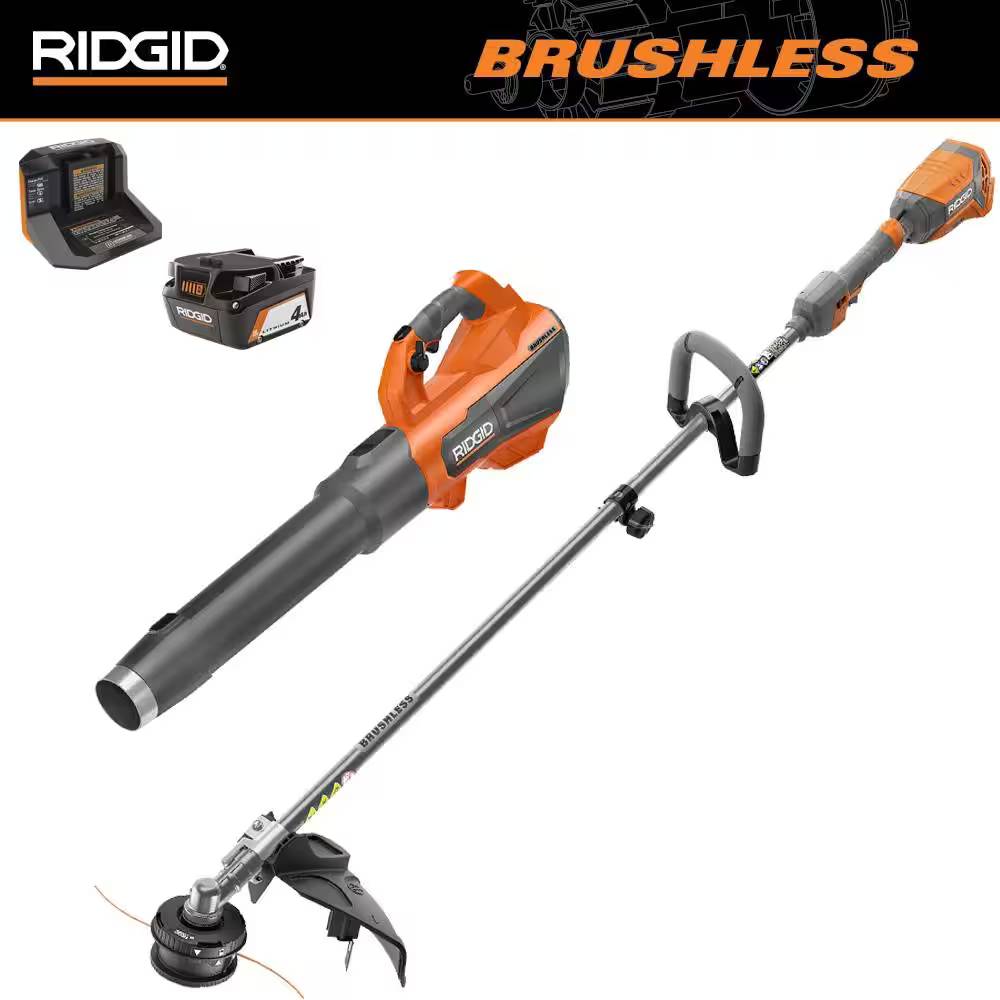 Ridgid 18V Cordless Battery String Trimmer and Leaf Blower 2-Tool Combo Kit with 4.0 Ah Battery and Charger $249 w/ free shipping