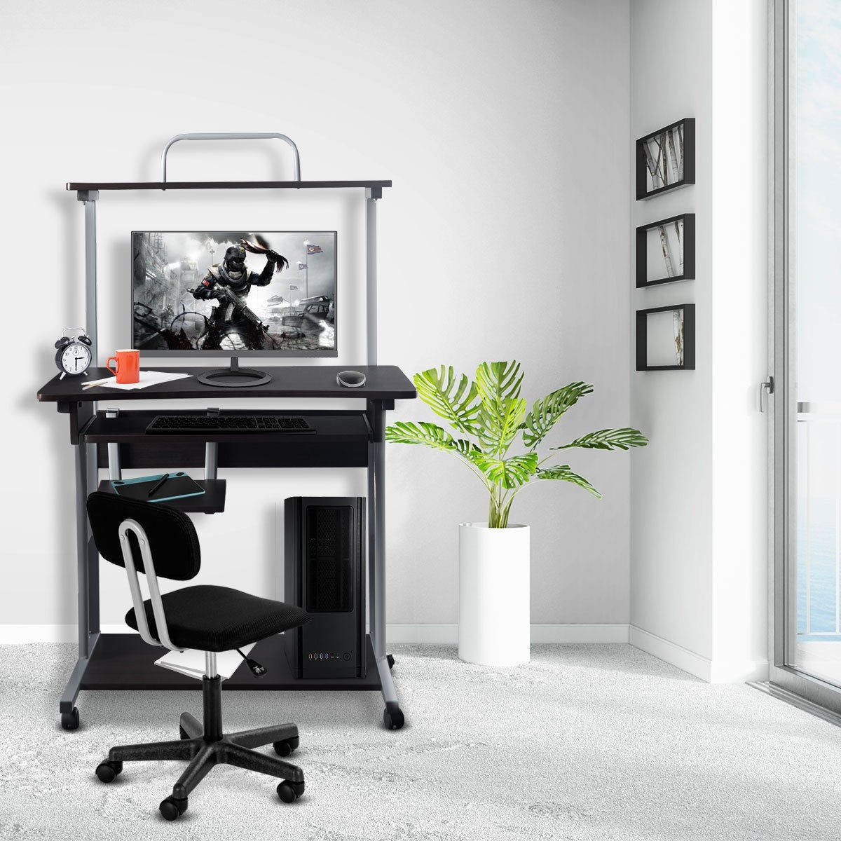 Costway Rolling Computer Desk With Printer Shelf 54 95 Free