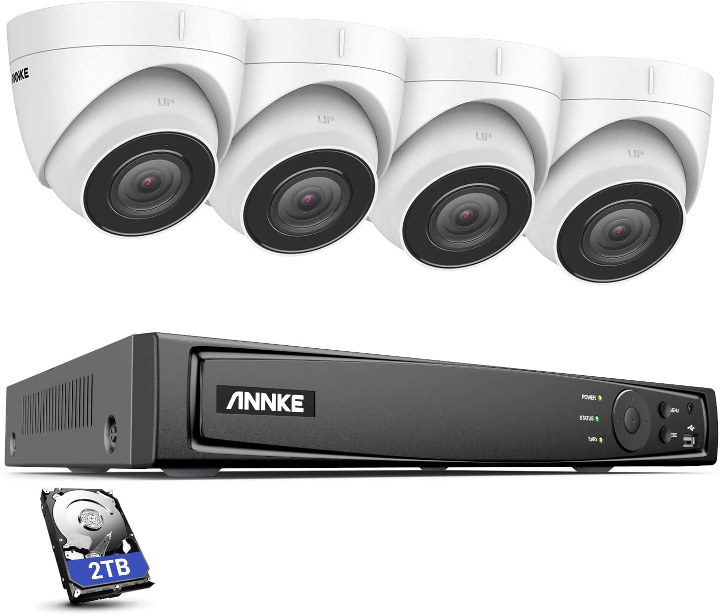 ANNKE H800 2TB 8CH 4K PoE NVR+4 + 4K Turret IP Cameras w/Audio $423.99