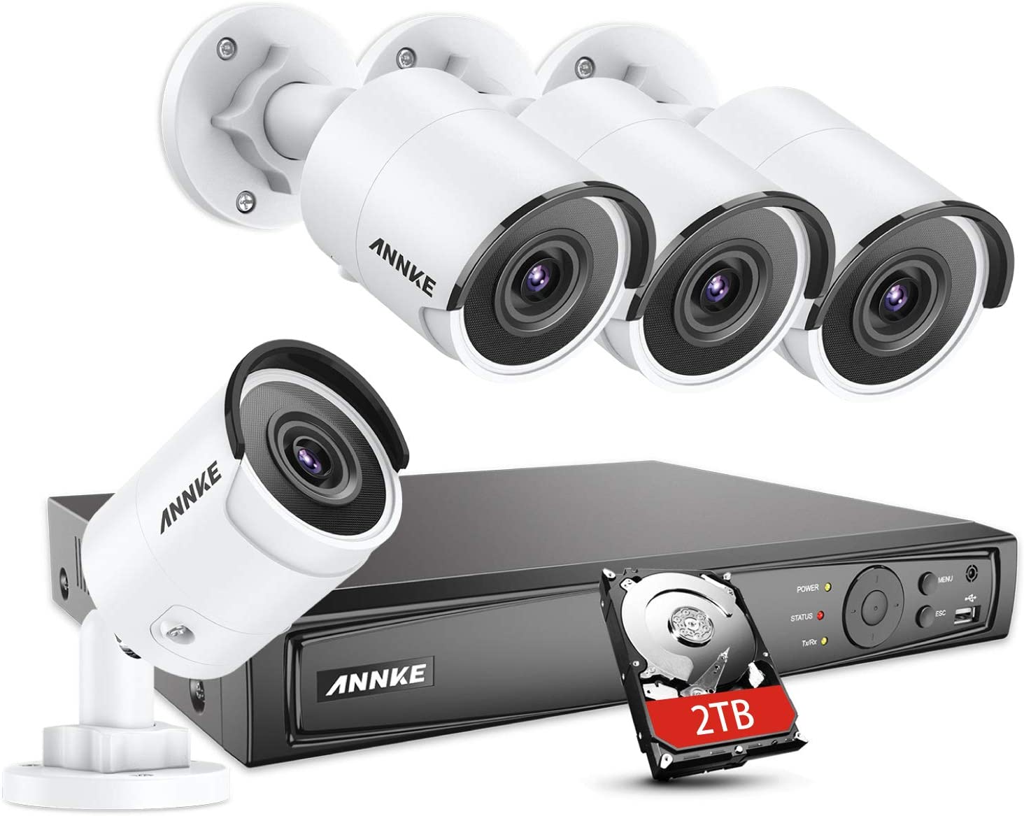 ANNKE H800 2TB 8CH 4K PoE NVR + 4*4K Outdoor Bullet IP Cameras + FS $408.79