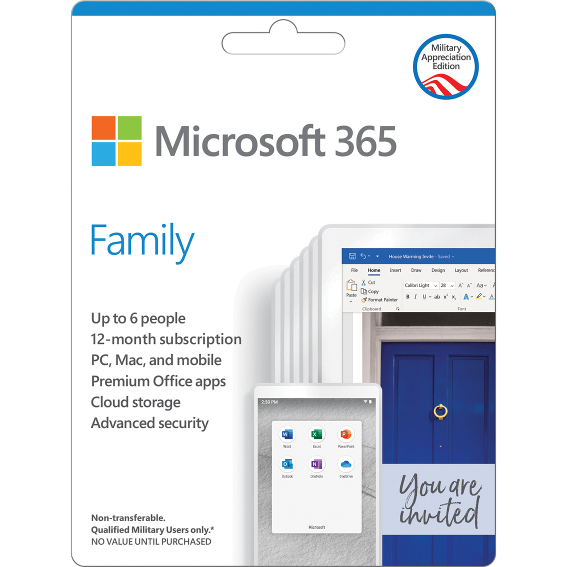 AAFES Only - Microsoft 365 Family Military Edition 2020 $49.99