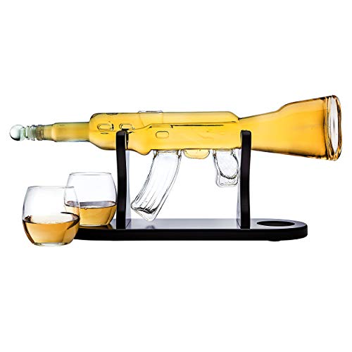 Rifle Whiskey Decanter with 2 Whiskey Glasses Set $39.98 @Amazon