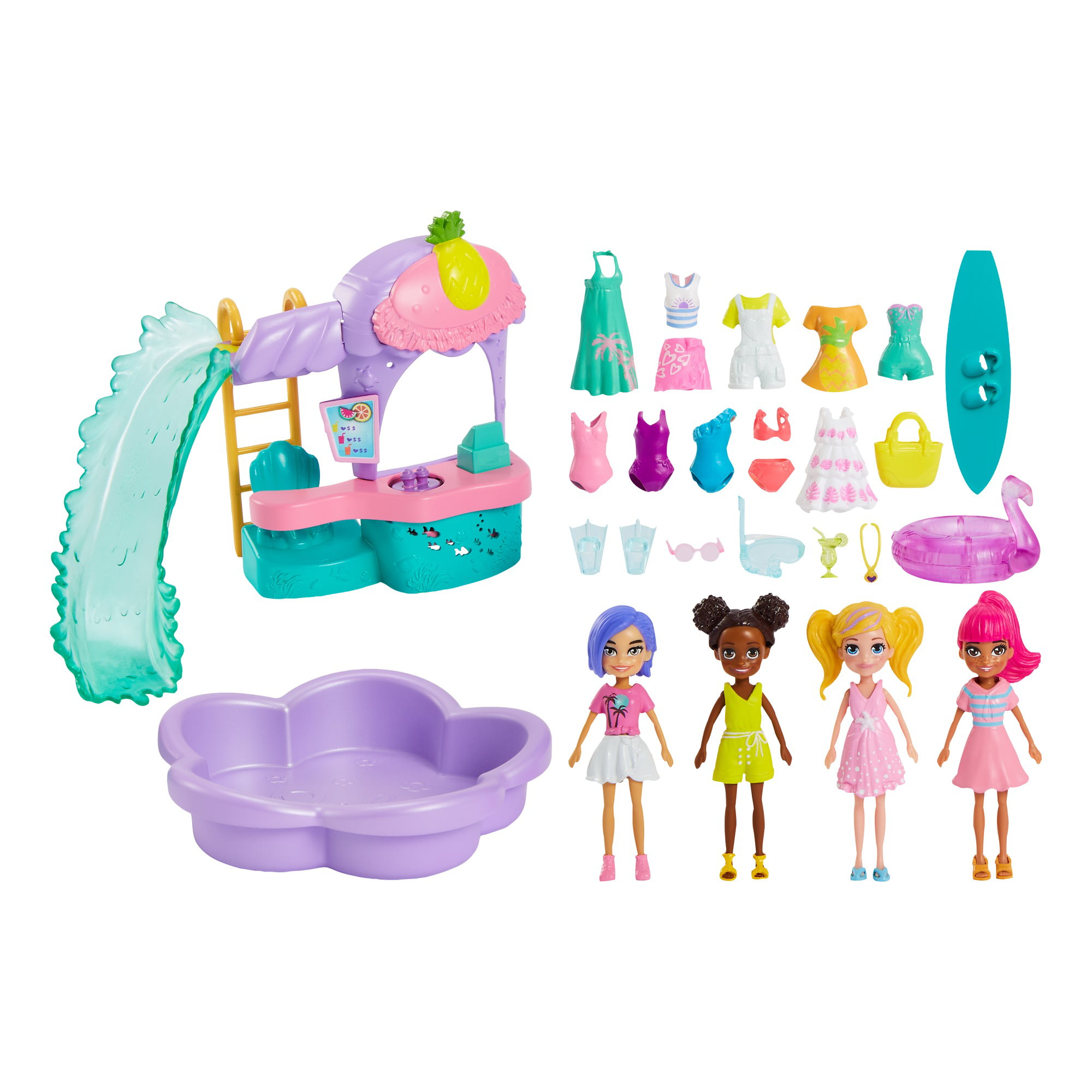 Polly Pocket: Smoothie Splash Pad w/ 4 Dolls and Accessories $15, Picnic Fashion Pack w/ 2 Dolls $17, More + Free Shipping w/ Walmart+ or on $35+