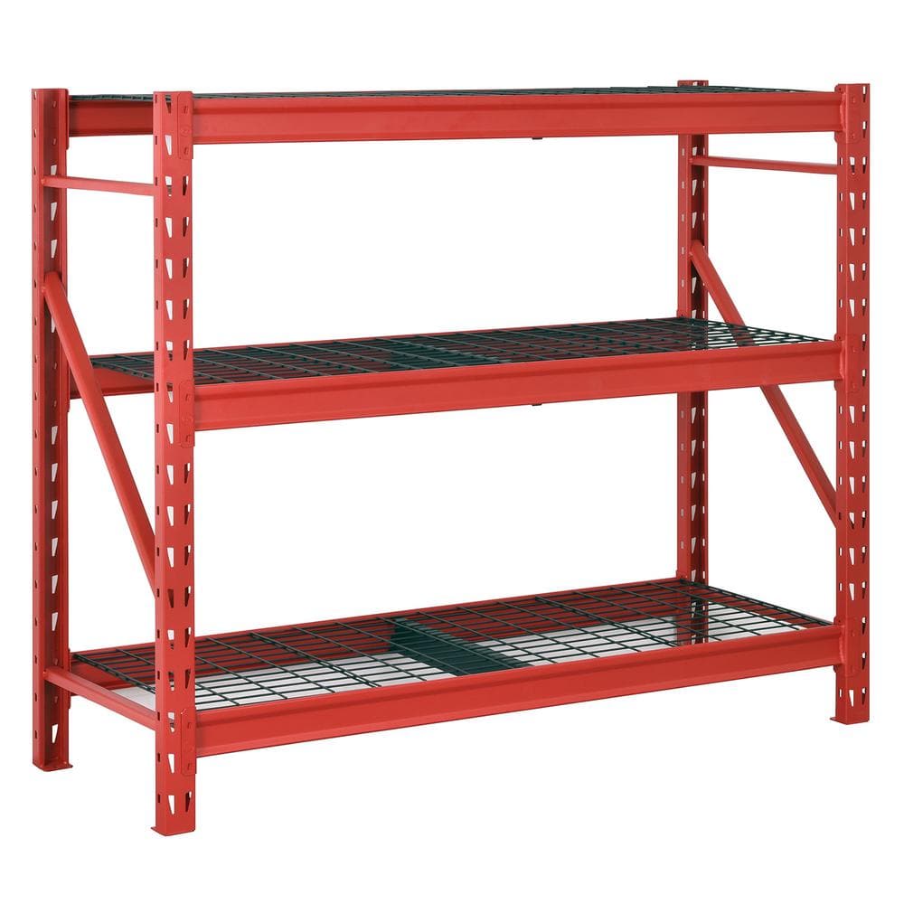 3-Tier Husky Heavy Duty Industrial Welded Steel Storage Shelving Unit (Red)