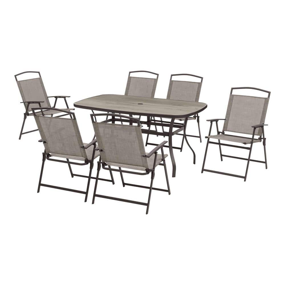 7-Piece StyleWell Metal Outdoor Dining Set w/ 6 Folding Chairs $177 + Free Shipping