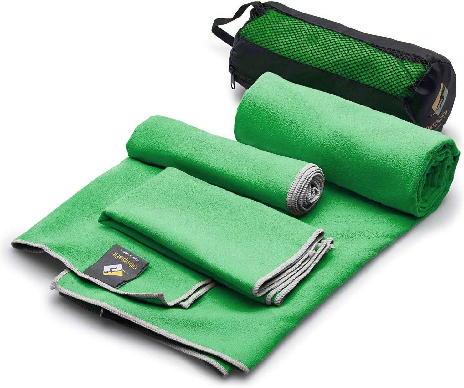 3-Pack OlimpiaFit Quick Dry Lightweight Microfiber Travel Towels w/ Bag (Green) $10.14 + Free Shipping w/ Prime or on $25+