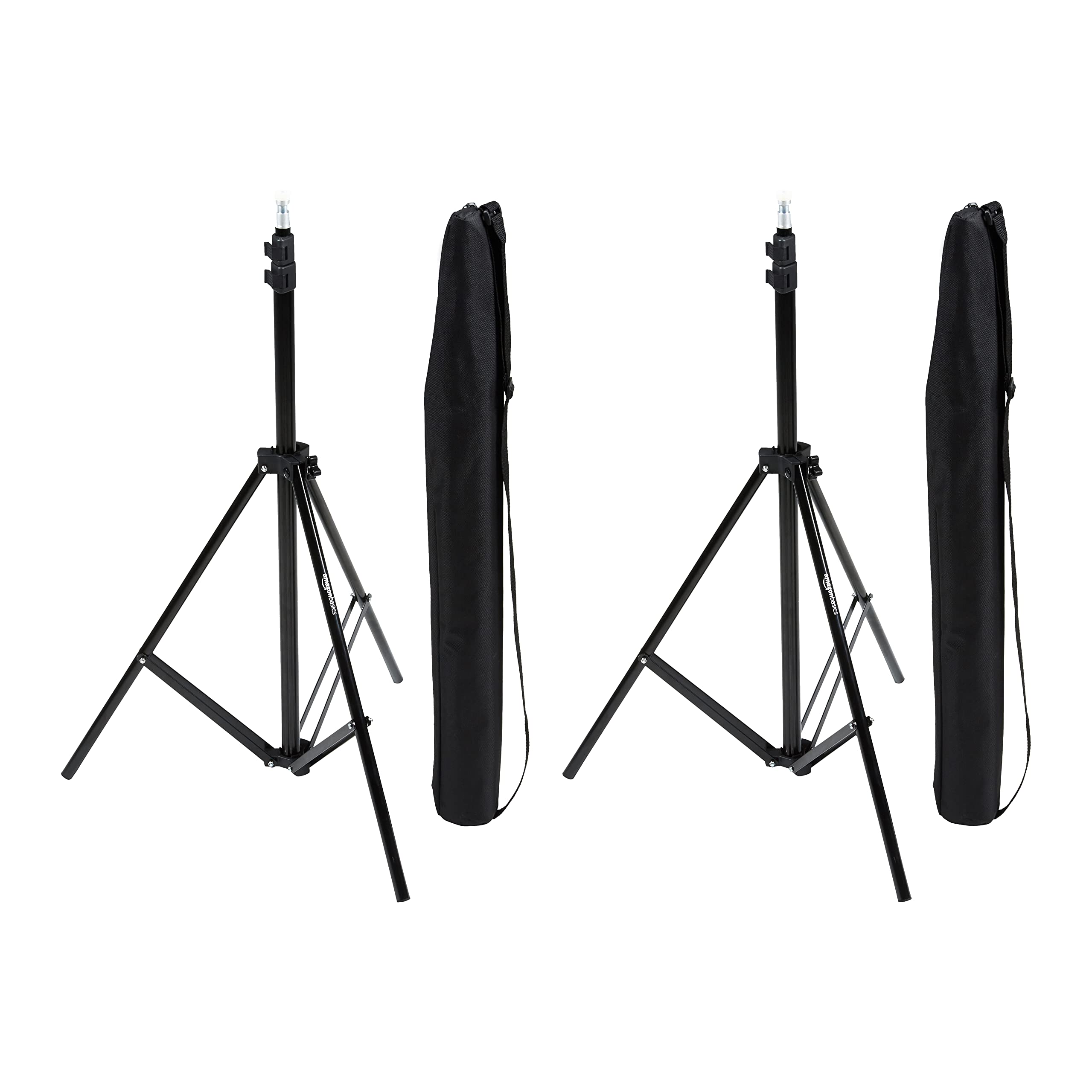 2Pack Amazon Basics Aluminum Light Photography Tripod Stands w/ Cases