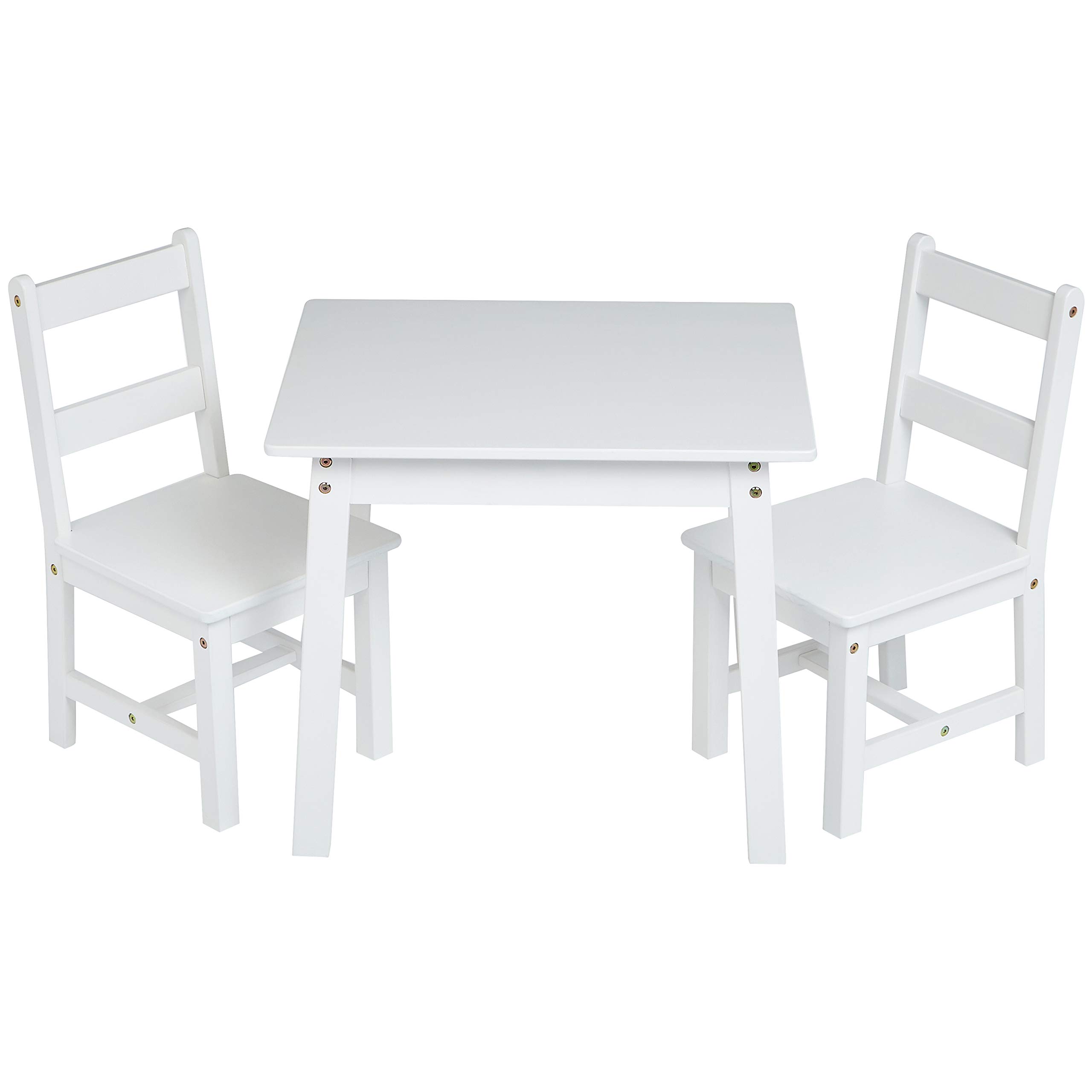 3Piece Amazon Basics Kids Solid Wood Table & 2 Chairs (White) 50.39