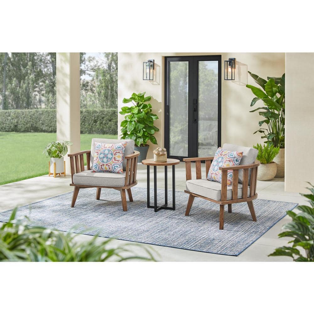 3 Piece Hampton Bay Sage Point Acacia Wood Outdoor Chairs Table