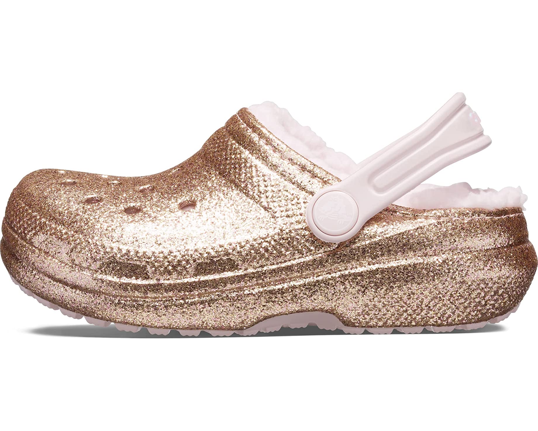Crocs Toddler Kids' Classic Lined Glitter Clogs (Size 5-10, Gold/Barely Pink) $18.98 + Free Shipping