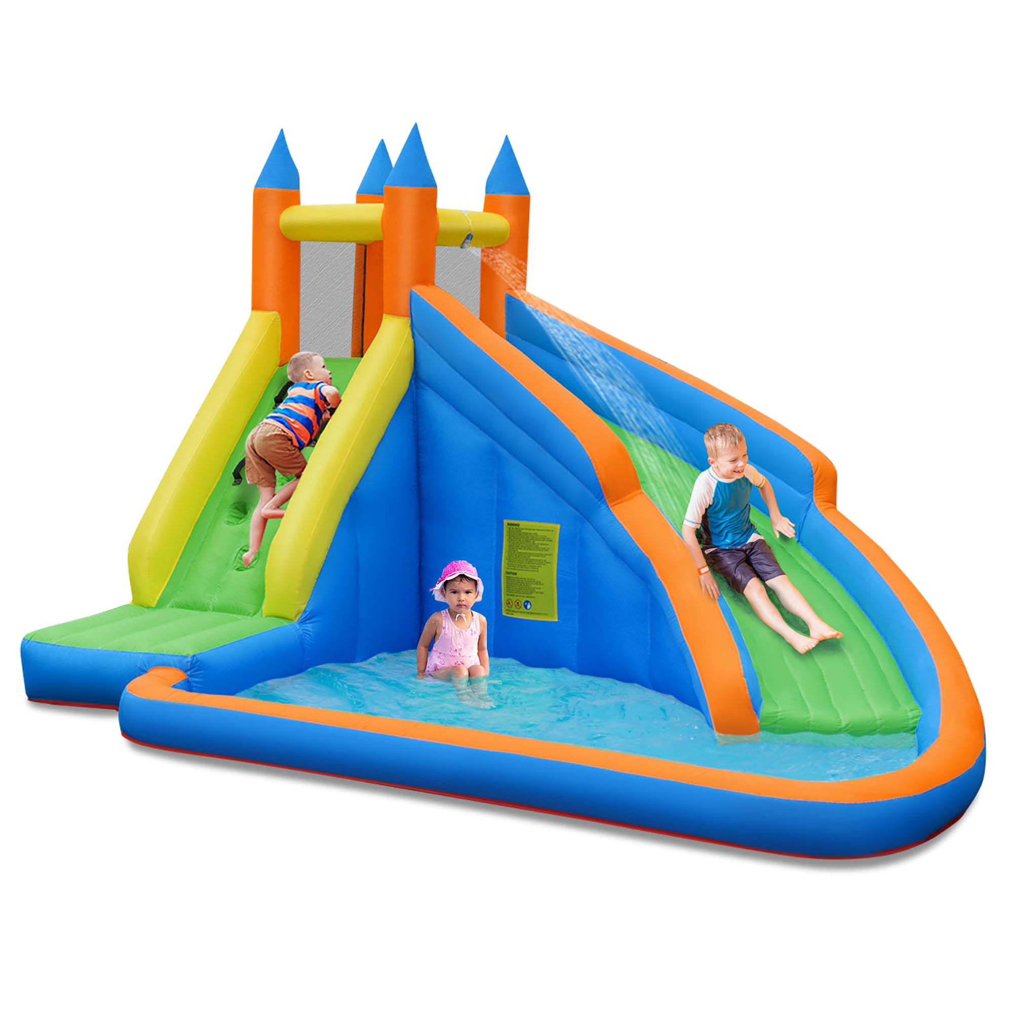 Costway Inflatable Mighty Bounce House Castle w/ Water Slide & Climb Wall $156 + Free Shipping