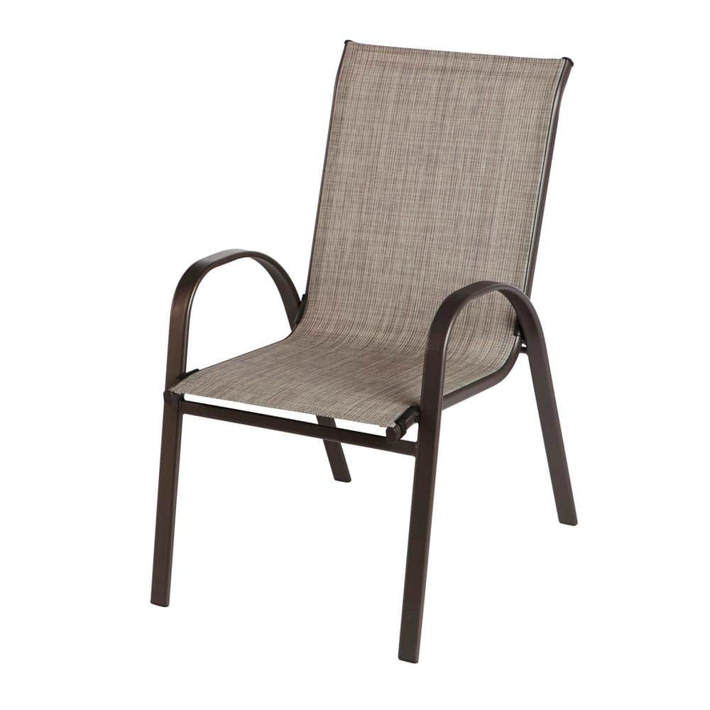 StyleWell Mix & Match Stackable Brown Steel Sling Outdoor Patio Dining Chair (Riverbed) $19.98 + Free Store Pickup at Home Depot