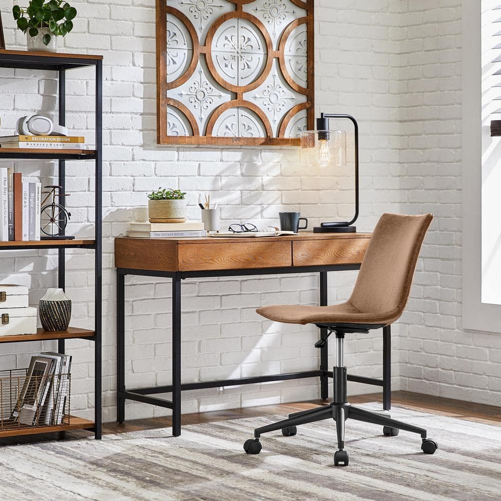 StyleWell Donnelly Metal & Haze Wood Finish Office Writing Desk w/ 2 Drawers (Black or White) $79 + Free Shipping
