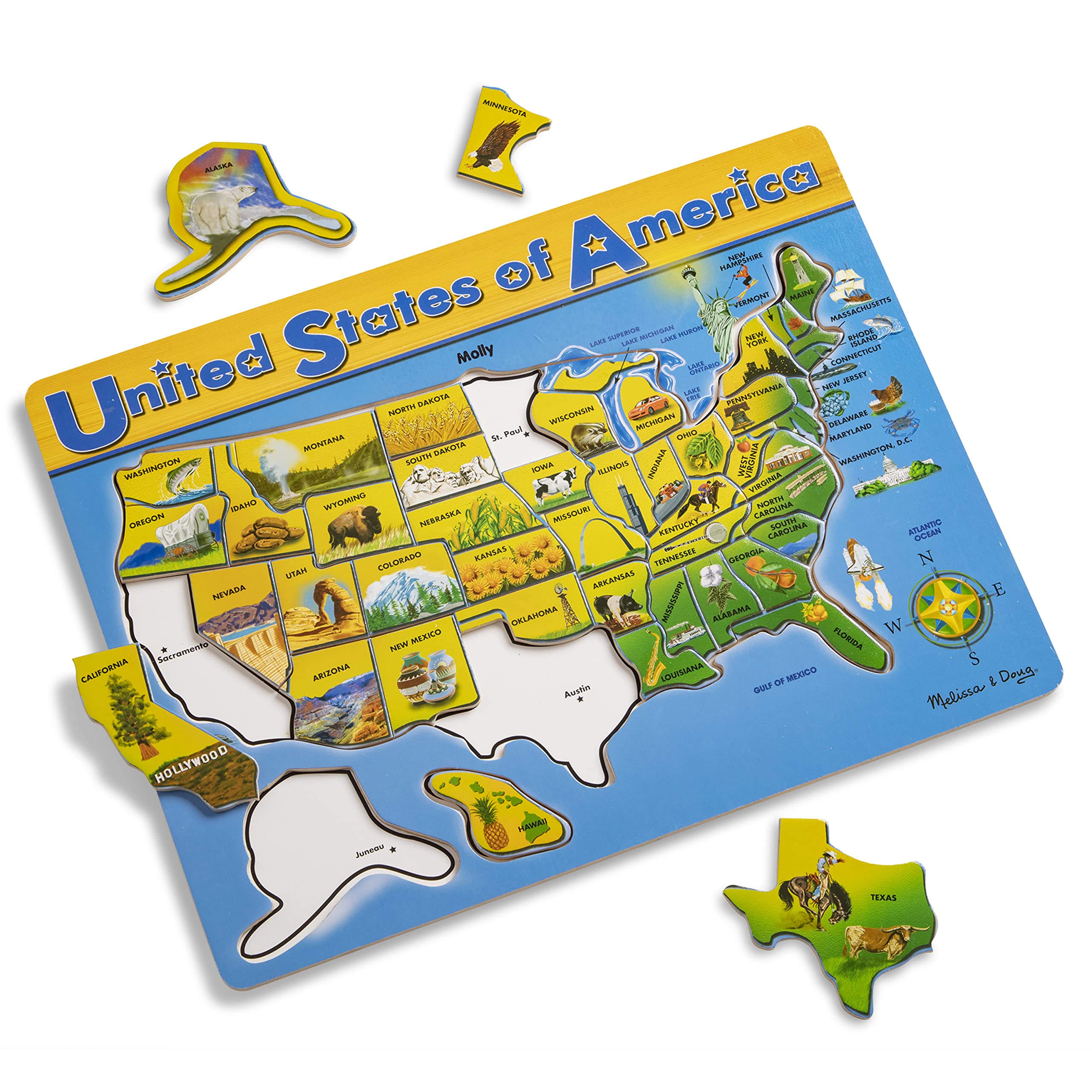 45-Piece Melissa & Doug USA Map Wooden Puzzle $9.49 + Free Shipping w/ Prime or on $25+