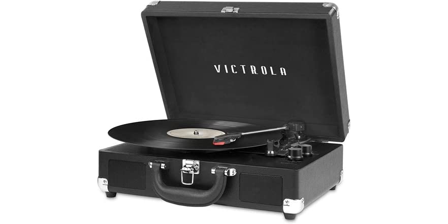 Victrola Vintage 3-Speed Bluetooth Portable Suitcase Record Player (Black) $20 + Free Shipping w/ Prime
