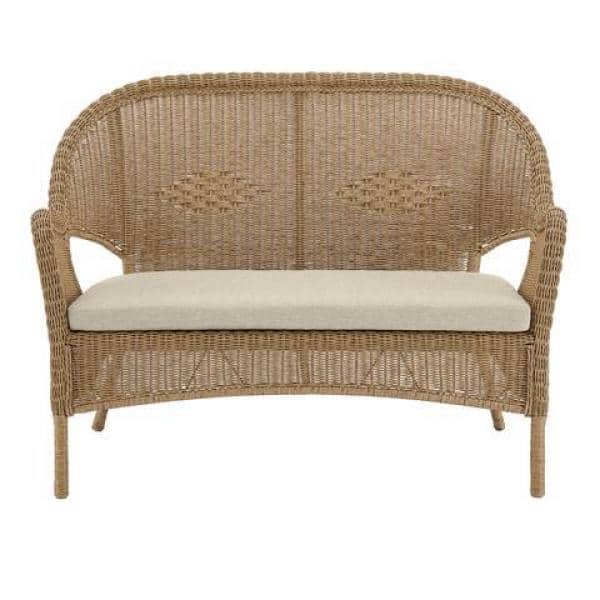 Hampton Bay Rosemont Steel Wicker Stackable Outdoor Patio Loveseat w