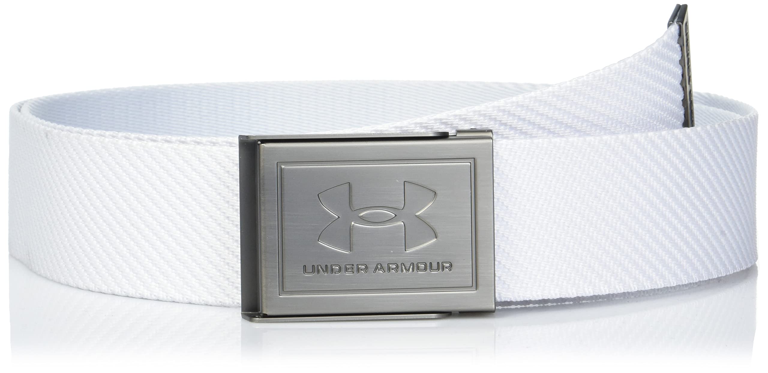 Under Armour Men's Reversible Webbing Belt (White/Silver) 8.83 + Free