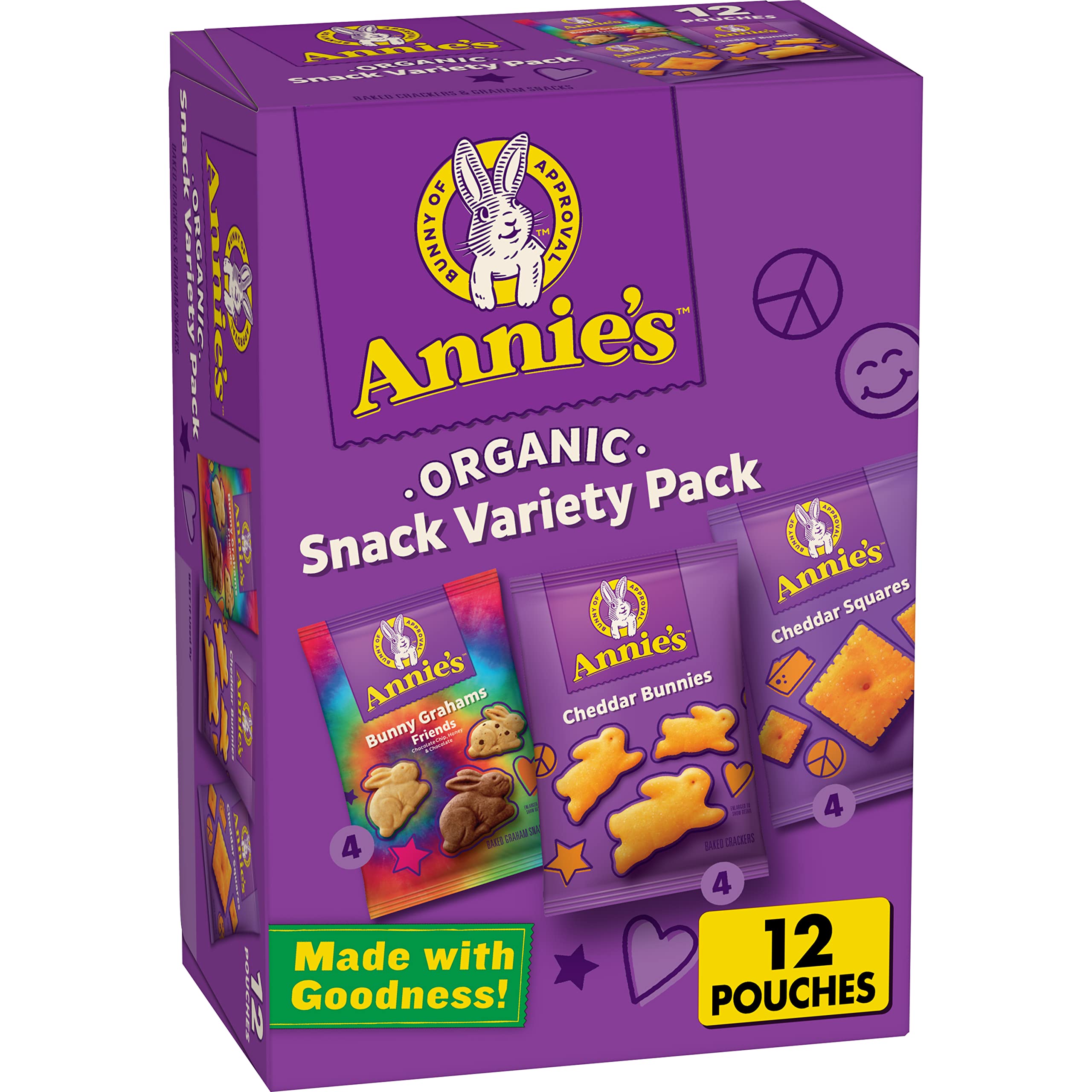 12-Count Annie's Organic Snack Variety Pack (Cheddar Bunnies, Bunny Grahams & Cheddar Squares) $4.93 w/ S&S + Free Shipping w/ Prime or on $35+