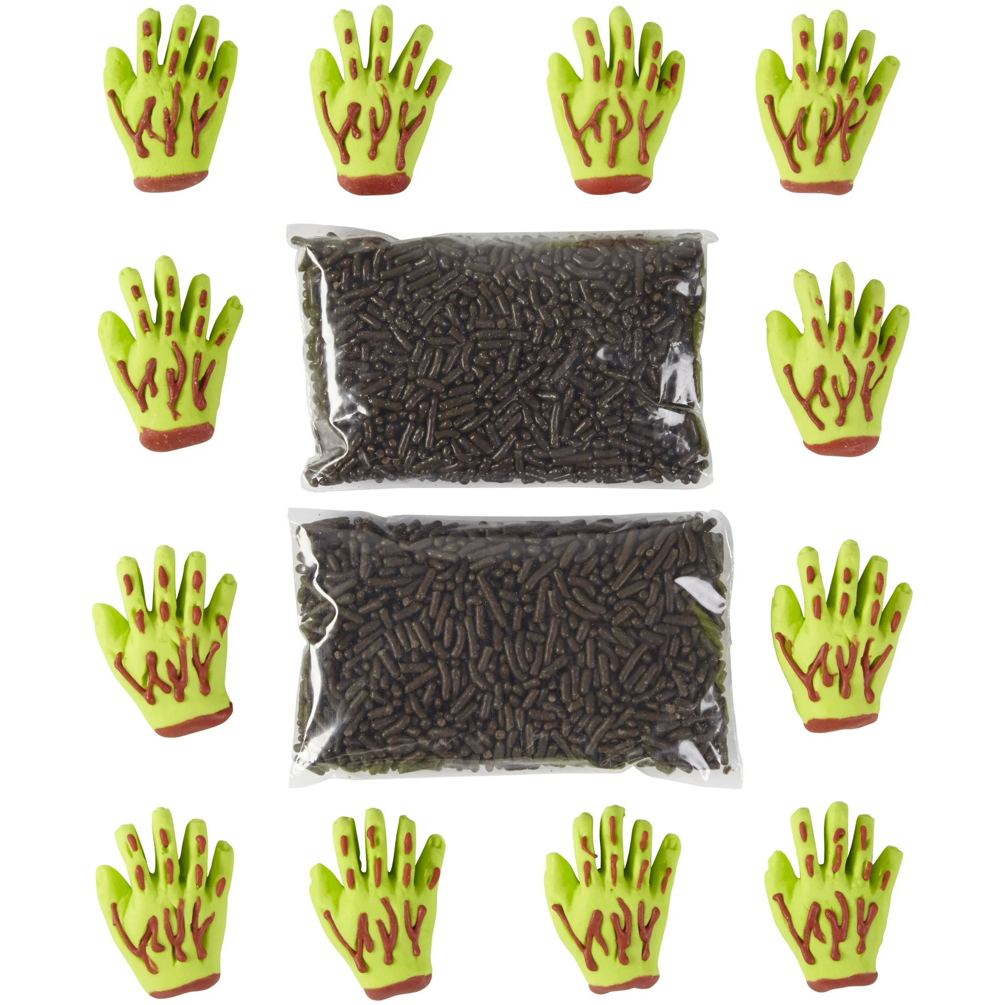 Wilton Zombie Hand Cake Decorating Kit w/ 12-Zombie Hands & Chocolate Sprinkles $6.44 + Free Shipping w/ Walmart+ or Free Store Pick Up at Walmart