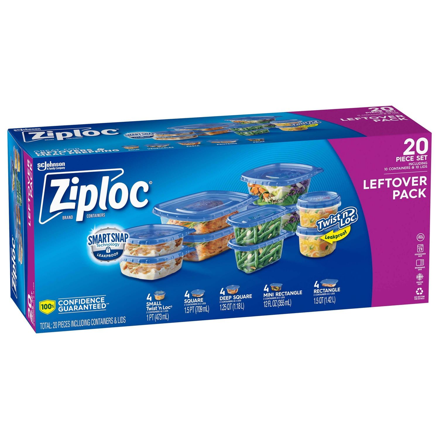 20-Piece Ziploc Leftover Pack Food Storage Containers (10-Containers & 10-Lids) $6.34 + Free Shipping on $35+ or Free Store P/U at Target