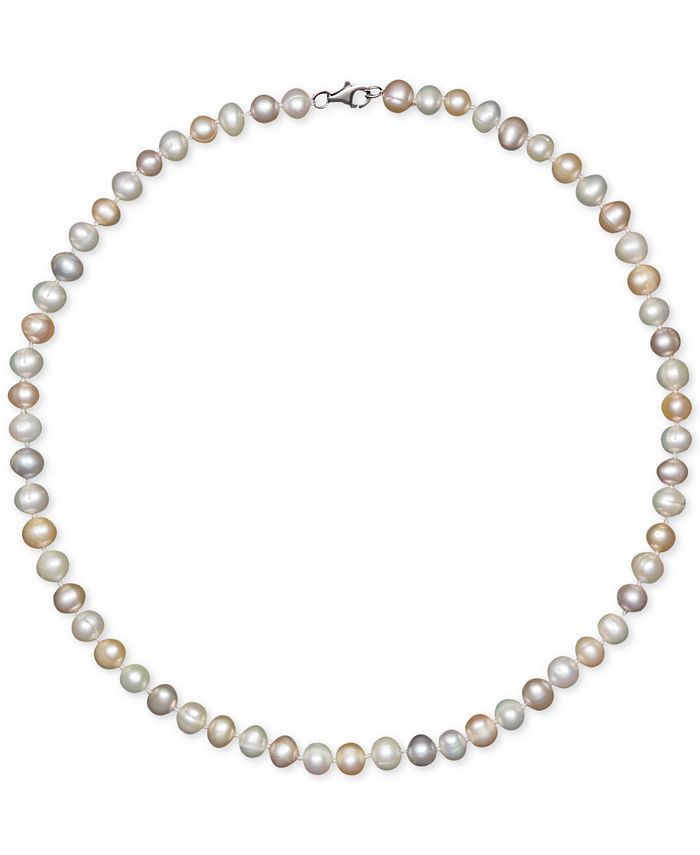 18" Macy's Cultured Freshwater Pearl Strand Necklace in Sterling Silver $35 + Free Shipping