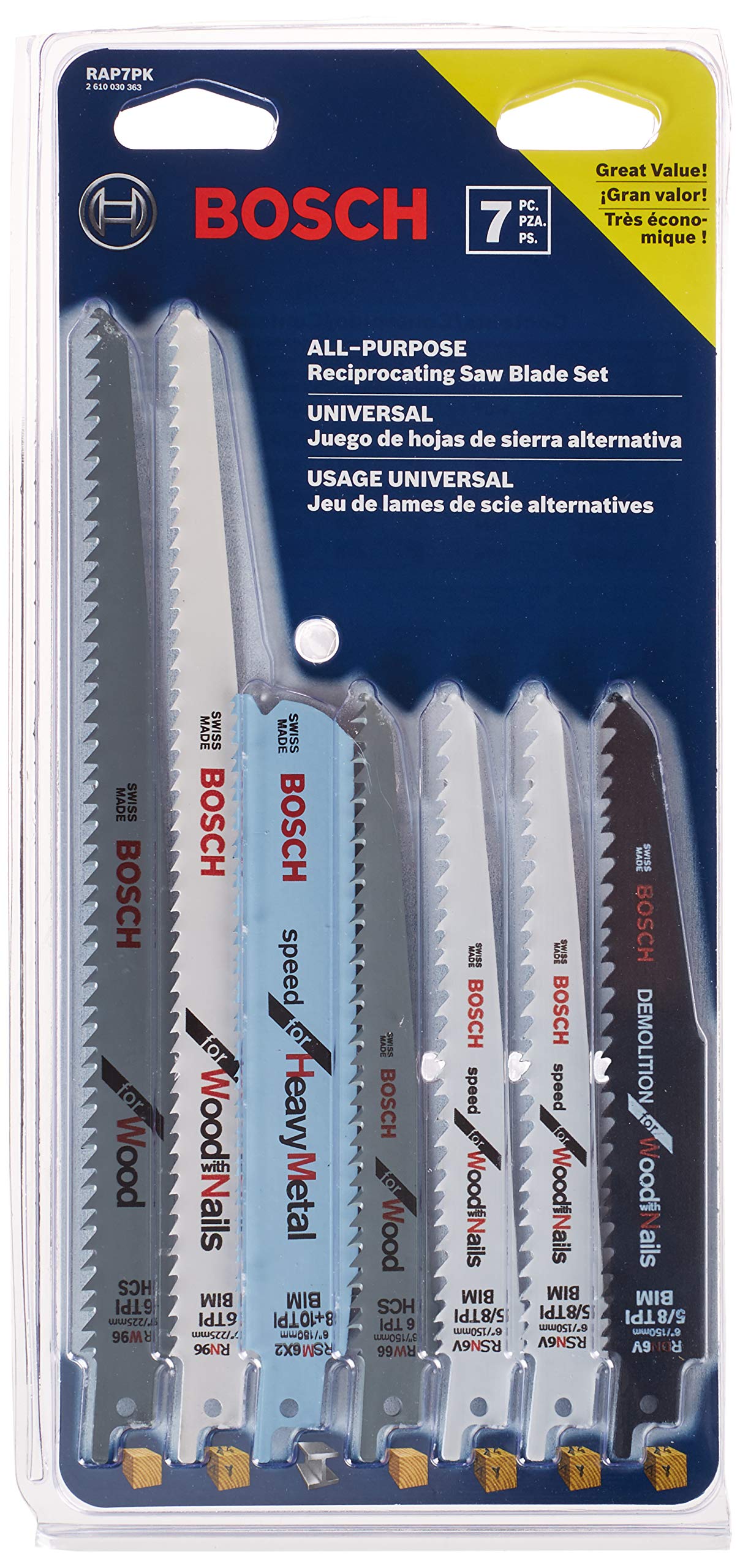 7-Piece Bosch All Purpose Reciprocating Saw Blade Set $9.98 + Free Shipping w/ Prime or on $35+