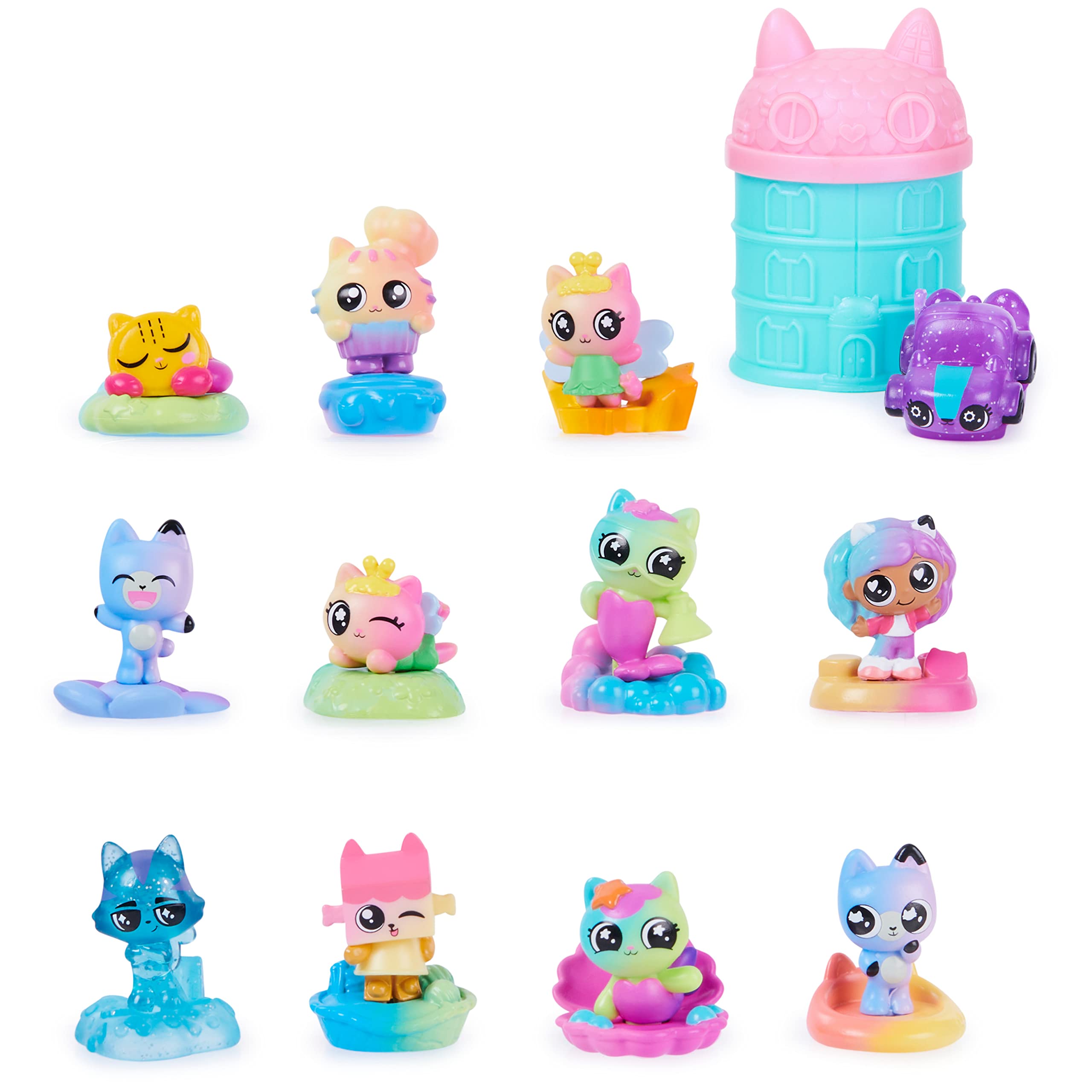 12Pack Gabby's Dollhouse MeowMazing Mini Toy Figures (Rainbow Theme