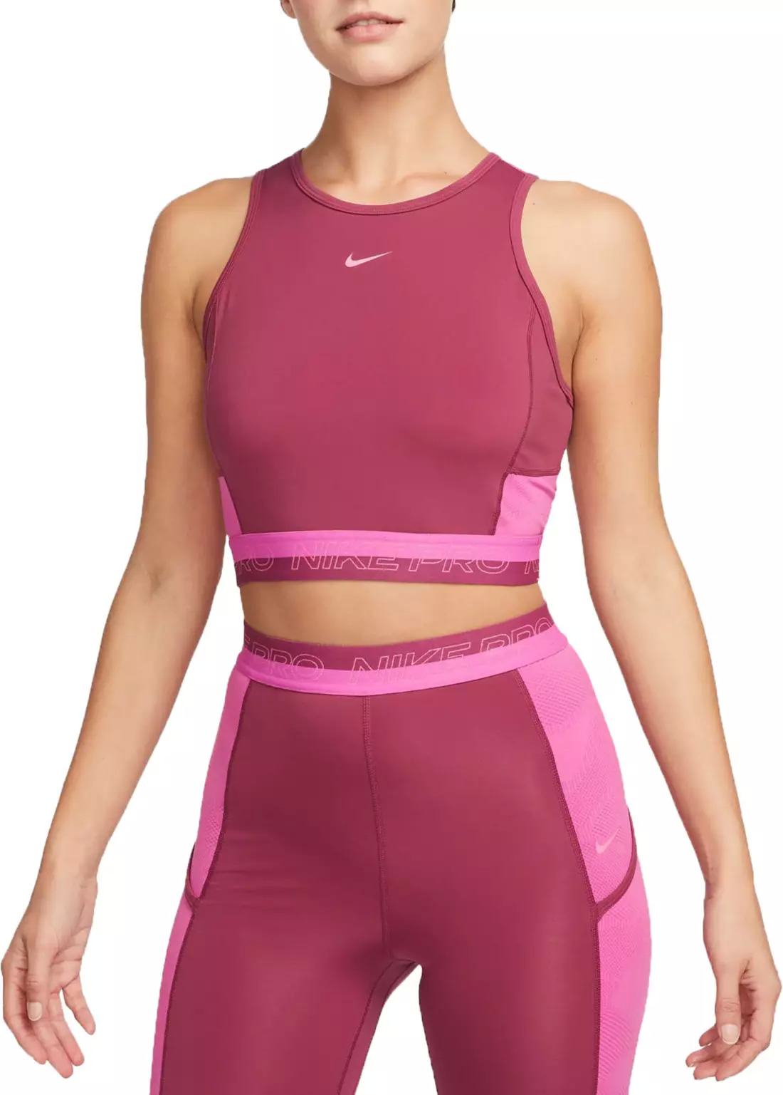 Nike Women's Pro Dri-FIT Femme Cropped Tank Top (Rosewood, Size S-XXL) $10.47 + Free Shipping on $49+ or Free Store PU at Dick's Sporting Goods