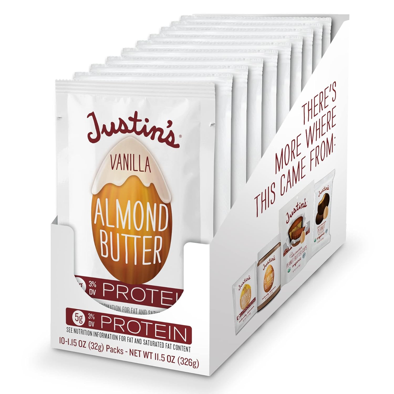 10Pack 1.15Oz Justin's Almond Butter Squeeze Packs (Vanilla) 11.15 w