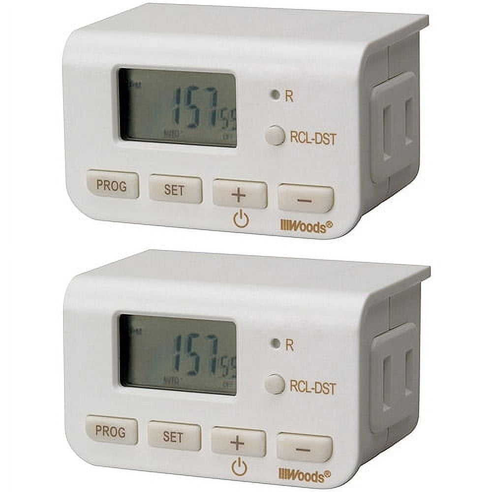 2-Pack Woods Indoor 24-Hour Digital Plug in Timer (White) $10.15 + Free S&H w/ Walmart+ or $35+