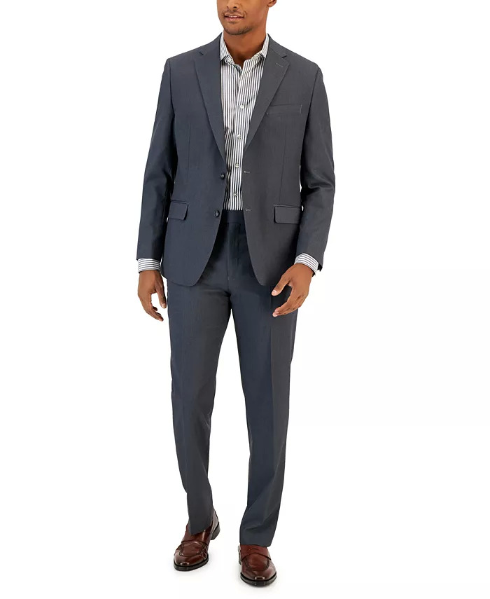 2-Piece Van Heusen Men's Flex Plain Slim Fit Suit (Medium Charcoal Grey or Deep Black) $89 + Free Shipping