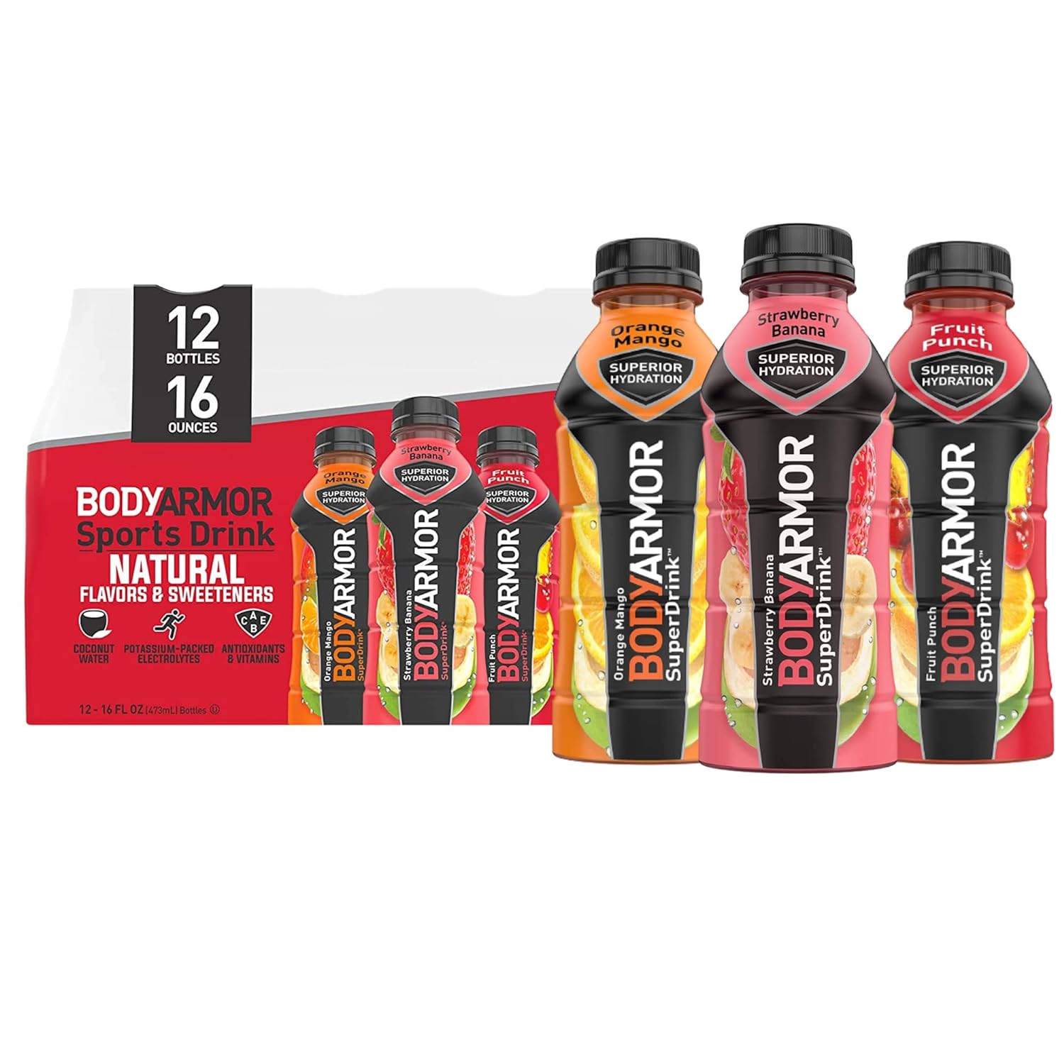 12Pack 16Oz BodyArmor Sports Drink PotassiumPacked w/ Electrolytes