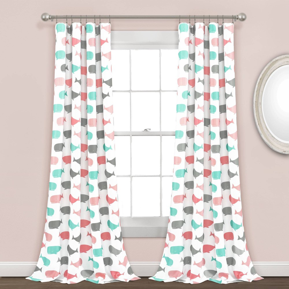 2-Count 52" x 84" Lush Décor Whale Window Curtain Set (Pink/Aqua) $6.37 + Free Shipping on $35+ or w/ RedCard