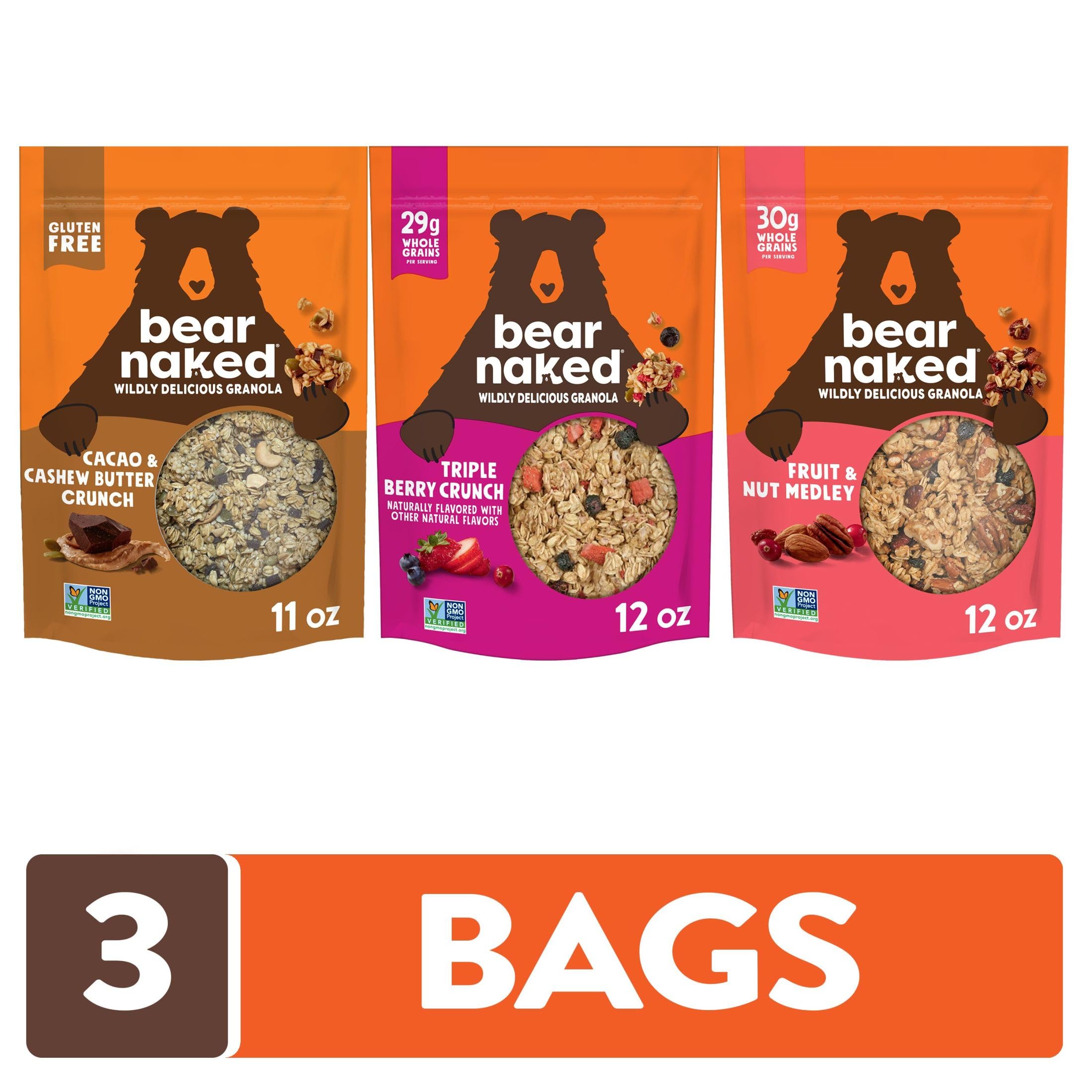 3-Pack 12-Oz Bear Naked Wildly Delicious Granola (Variety Pack) $8.85 ($2.95 each) w/ S&S + Free Shipping w/ Prime or on $35+